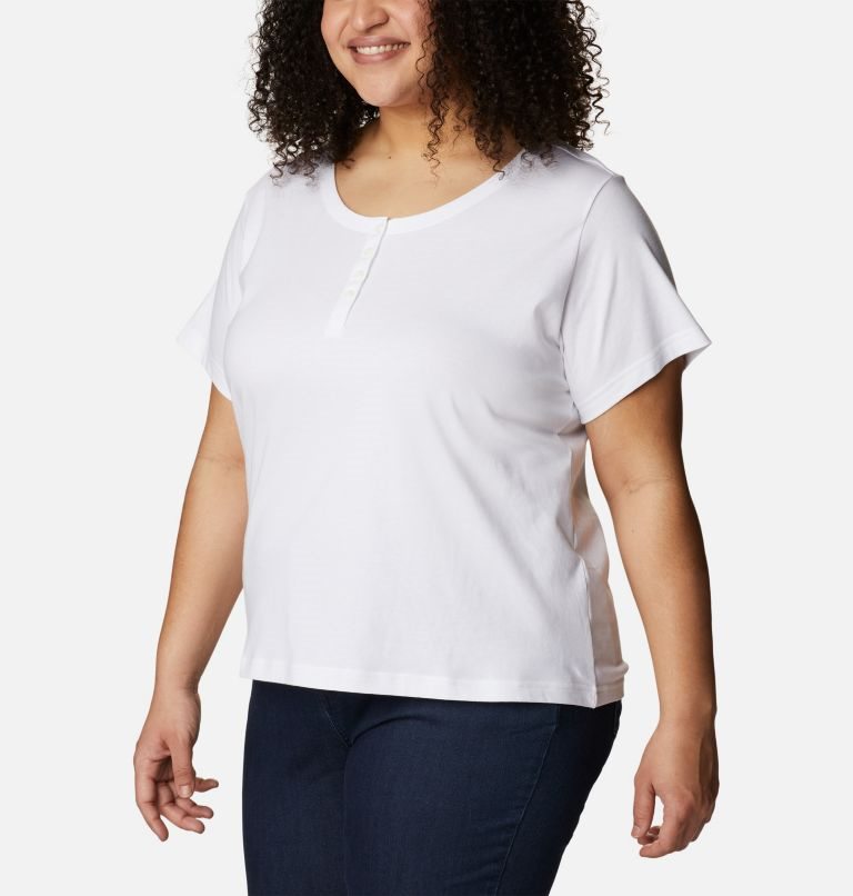 Tricouri Columbia Sapphire Point Henley Dama Albi | Plus Size MF7S9081Z